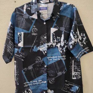 Short -sleeved shirt with unique fashion press motifs for men